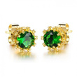 Kol 599/329 kolczyki szmaragdowe cyrkonie, żółte złoto