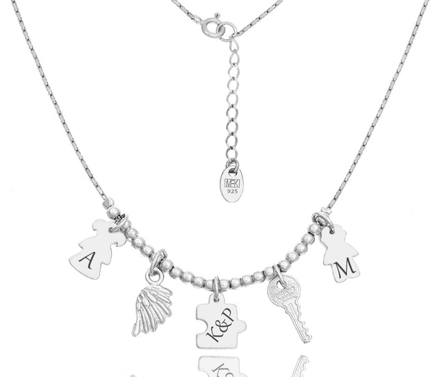 1329 naszyjnik z zawieszkami srebrny 925 z grawerem