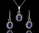 480/176 komplet srebrny z niebieską cyrkonią