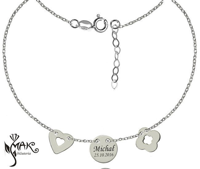 Nk747 naszyjnik grawerowany laser celebrytka  srebro 925 RÓŻNE
