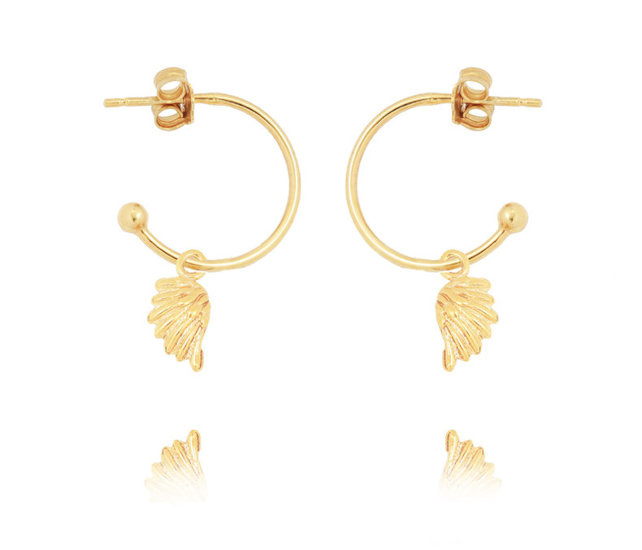 1545 kolczyki srebro 925 pozłacane kółka ze skrzydełkami