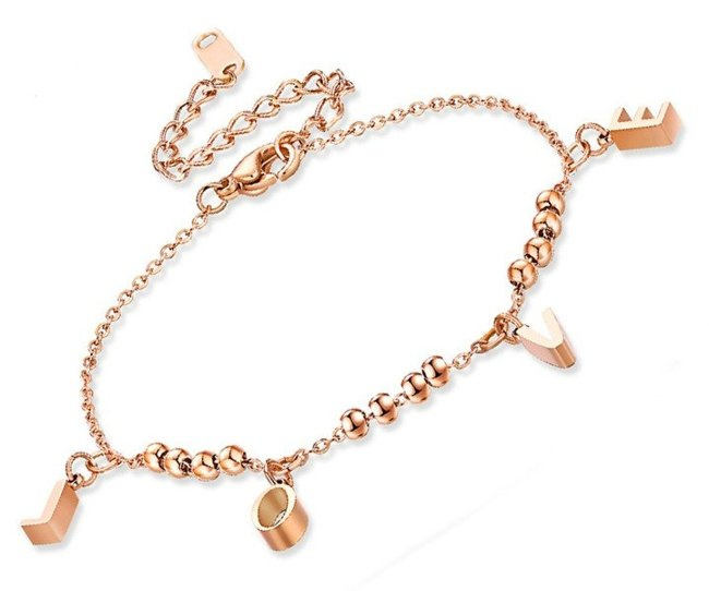 599/948 BRANSOLETKA stalowa złota z napisem LOVE