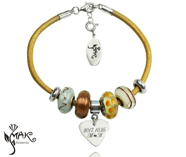 BR828 BRANSOLETKA SKÓRZANA bransoletka z grawerem modułowa