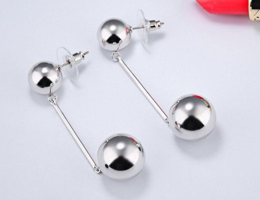 Kol 599/602 KOLCZYKI posrebrzane duże kule, sztyft