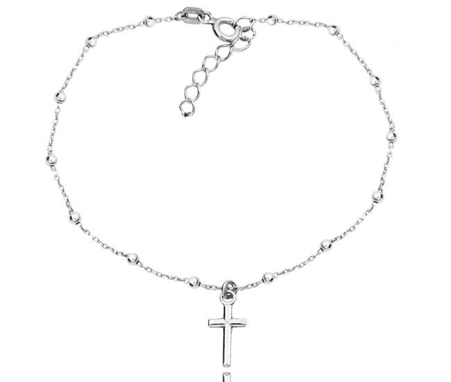 1164 bransoletka srebrna 925 z krzyżykiem