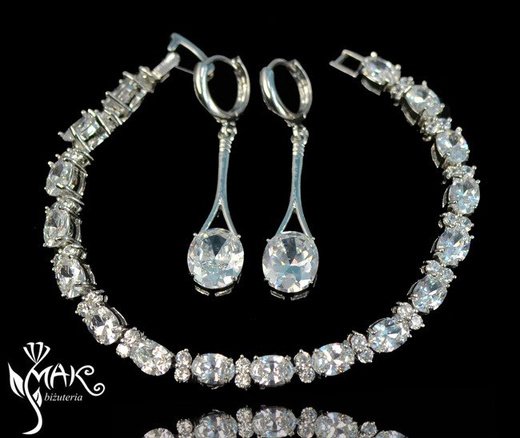 Kpl861 komplet ślubny, biżuteria ślubna z cyrkoniami k599/86 b599/493