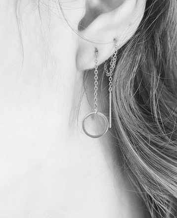 1270 kolczyki przeciągane długie z kółeczkiem stal szlachetna srebrne