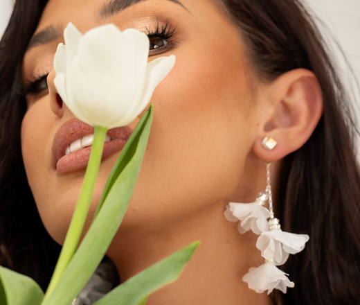 1652 kolczyki srebrne 925 z kryształkami i cyrkoniami kwiatuszki