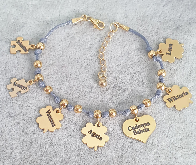 1309 bransoletka grawerowana srebro 925 pozłacane