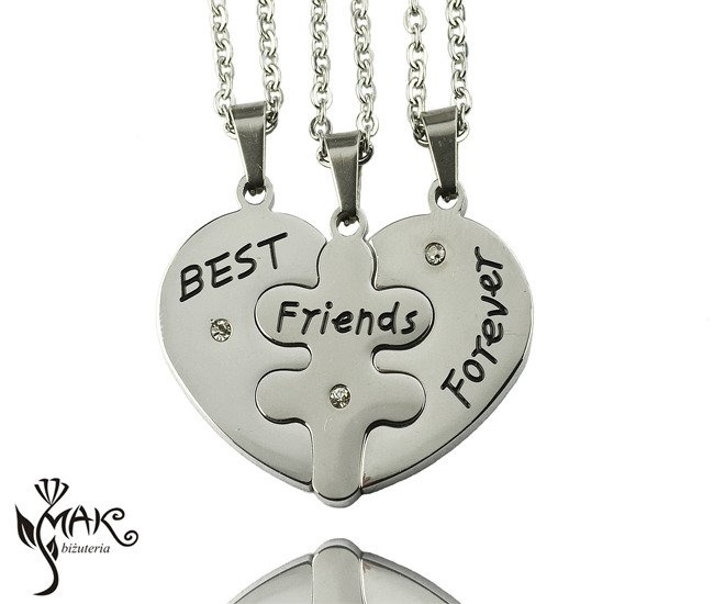 Nk789 naszyjniki Best Friends Forever + łańcuszki + grawer laserowy + pudełko