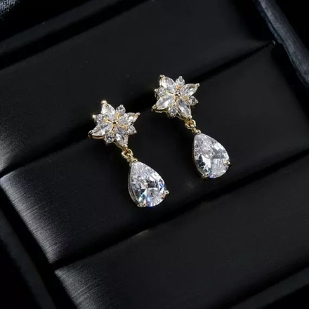 Kol 599/1041 KOLCZYKI pozłacane cyrkonie crystal