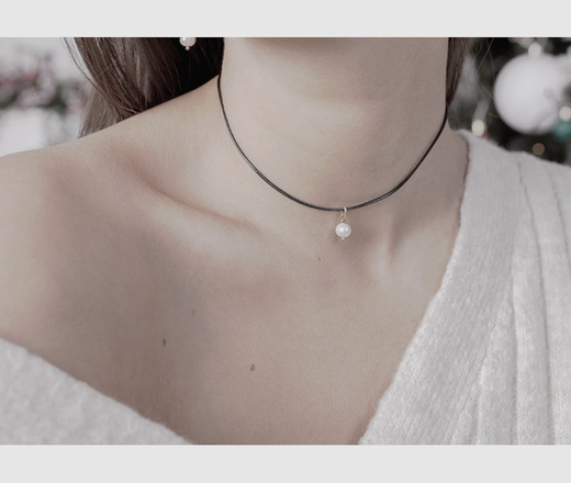 1448 naszyjnik choker srebro 925 perełka naturalna