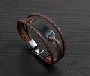 599/1001 męska bransoletka z grawerem skórzana brązowo-czarna