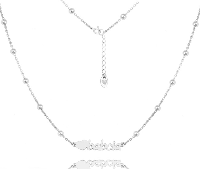 1593/3 naszyjnik dla Babci z napisem i sercem srebro 925