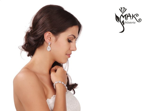 Kpl876 komplet ślubny, biżuteria ślubna z cyrkoniami b599/425 k686/6