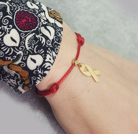 1044 BRANSOLETKA Z GRAWEREM wstążka amazonka amazonki złota na sznureczku