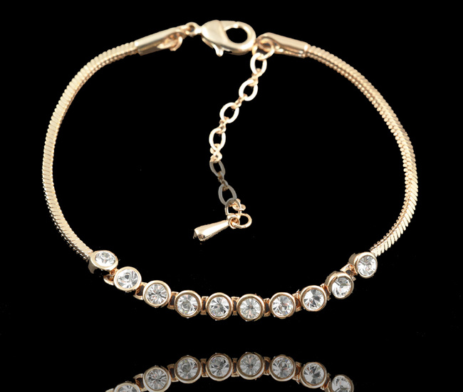 599/61 bransoletka z cyrkoniami na ślub pozłacana