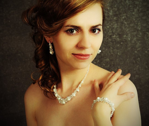 KPL436 KOMPLET PEREŁKI SZKLANE - KRYSZTAŁY ŚLUB, biżuteria ślubna biżuteria na ślub