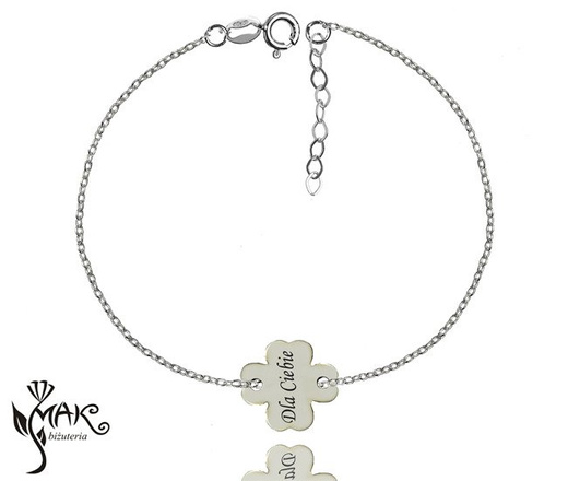 Nk745 naszyjnik grawerowany laser celebrytka koniczynka srebro 925