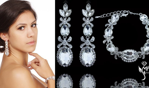 Kpl 656/9 komplet, biżuteria ślubna cyrkonie duże kolczyki