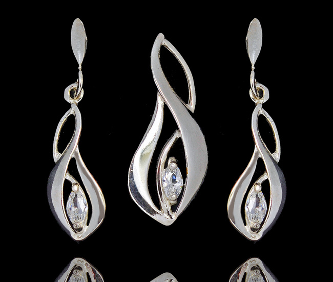 480/463 komplet srebrny 925  ażurowe łezki