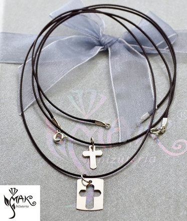 Nk908 NASZYJNIKI Z GRAWEREM DLA PARY KOMPLET Krzyżyk