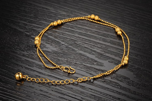 Br 599/657 BRANSOLETKA złota na stopę z kulkami