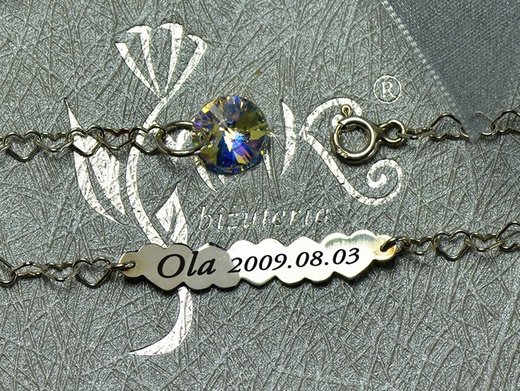 BR751 BRANSOLETKA Z GRAWEREM laser serca Swarovski Element