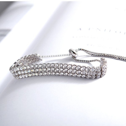 Br599/888 BRANSOLETKA ślubna platynowana z cyrkoniami