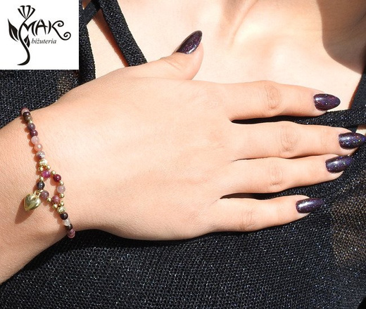 BR715/5 BRANSOLETKA z turmalinu, kamienia naturalnego w różnych odcieniach