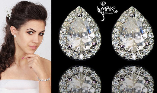 Kol 1081 KOLCZYKI ślubne, cyrkonie sztyft Piękne