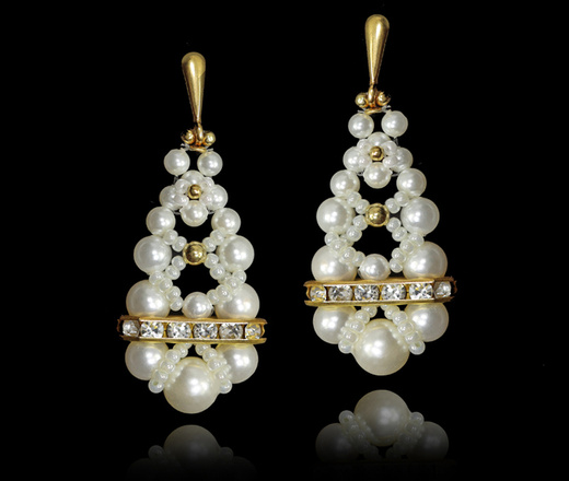 1367 naszyjnik srebrny pozłacany z perełkami i kryształkami