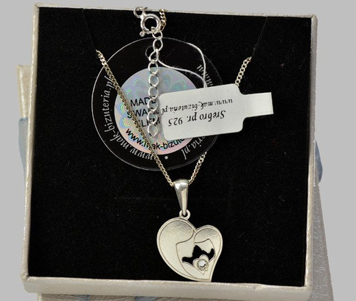 Nk771 naszyjnik grawerowany laser serce dla mamy srebro 925