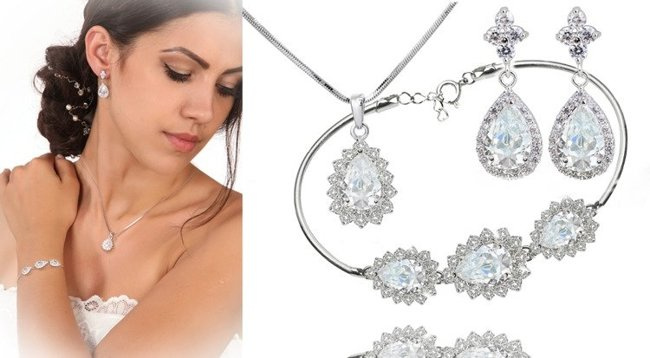 Kpl886 komplet ślubny, biżuteria ślubna z cyrkoniami b599/812  k599/565 n599/814