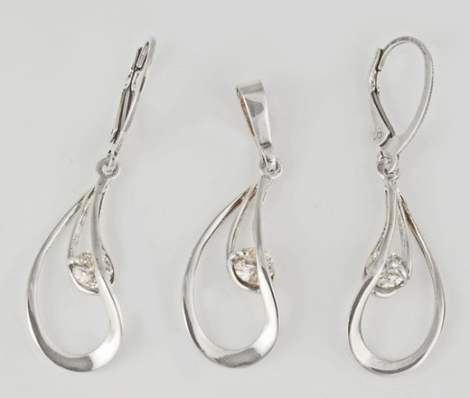 480/216 komplet srebrny z błyszczącymi cyrkoniami