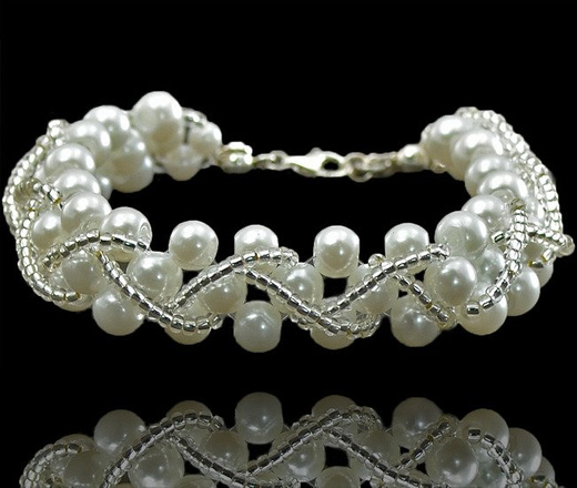 KPL437 KOMPLET PEREŁKI biżuteria na ślub, biżuteria ślubna