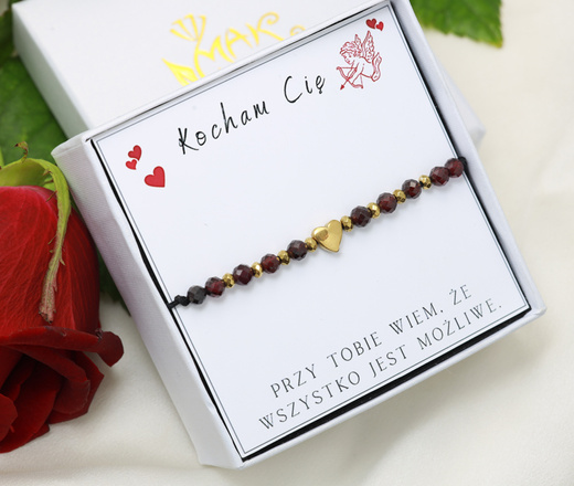 Upominek na Walentynki zestaw bransoletka, pudełko z dedykacją 1897/5