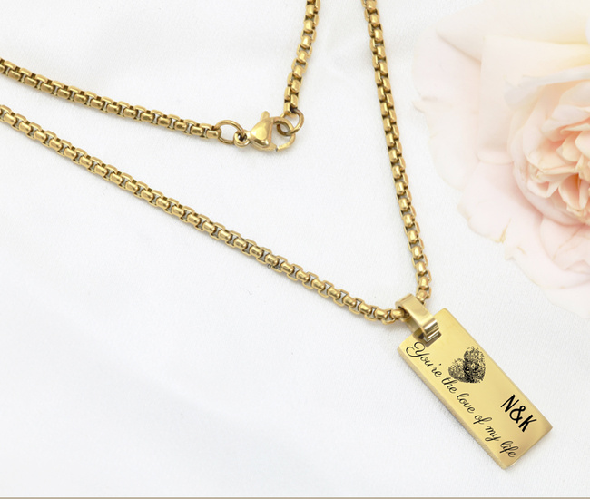 Nieśmiertelnik złoty stalowy łańcuszek z blaszką pod grawerunek 1852/5