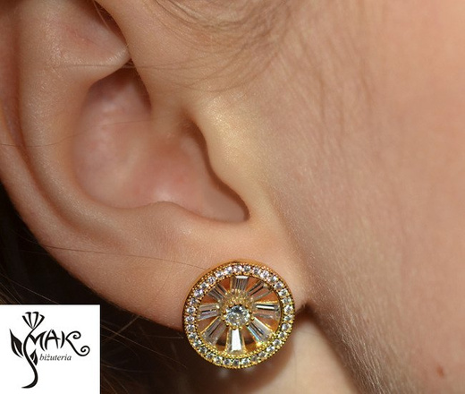 Kpl 655/28 KOMPLET kółeczka z cyrkonią złote