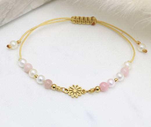 Zestaw na bierzmowanie , kamienie naturalne pastelowy róż 1812