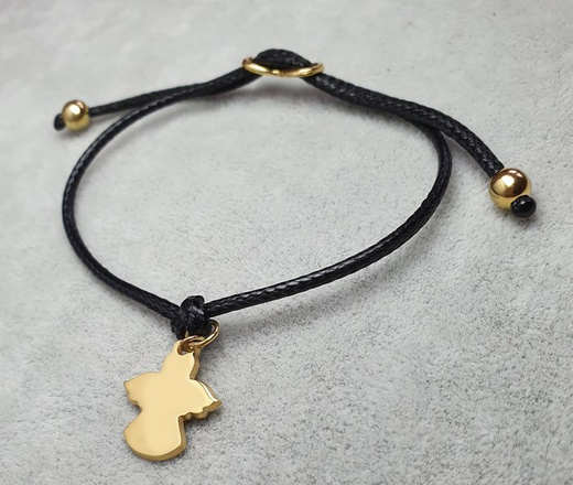 1124 bransoletka grawerowana ze złotym aniołkiem, infinity nieskończoność