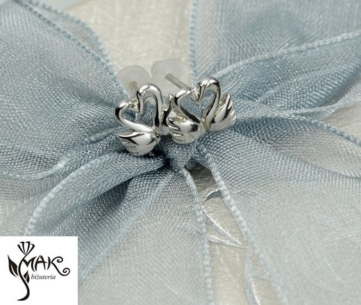 Kol 923 Kolczyki sztyft zakochane łabędzie