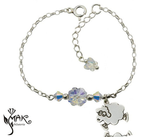 BR946 BRANSOLETKA z grawerem srebro 925, owca, baranek Swarovski Elements