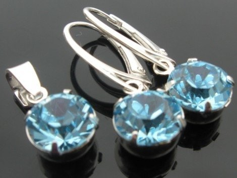 AQ KOMPLET z kryształów SWAROVSKI ELEMENTS cyrkonie(1028/SS39/Aquamarine)
