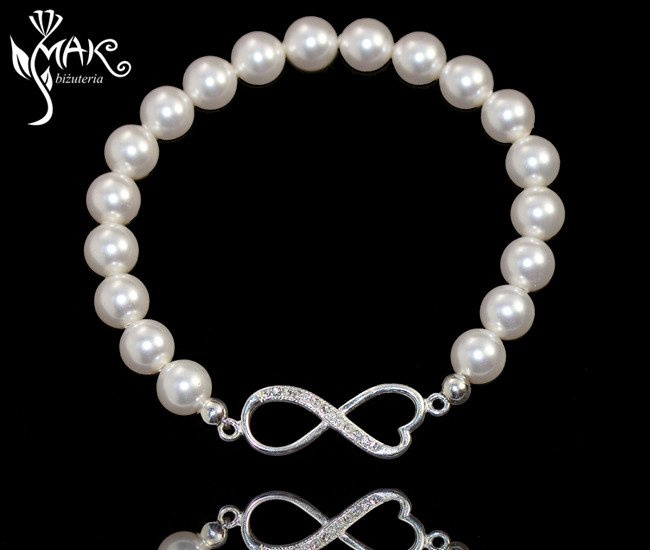 BR518 BRANSOLETKA INFINITY NIESKOŃCZONOŚĆ perełki