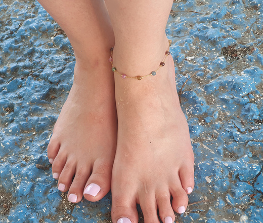 1646/16 bransoletka na stopę kolorowe kamienie naturalne