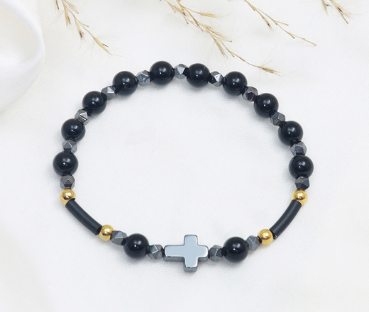 bransoletka różaniec czarny onyks 1888/5