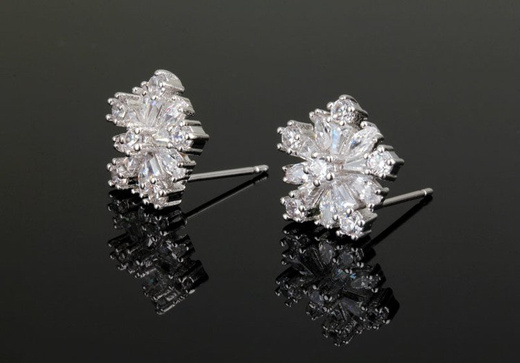 Kol 599/338 kolczyki białe cyrkonie, białe złoto