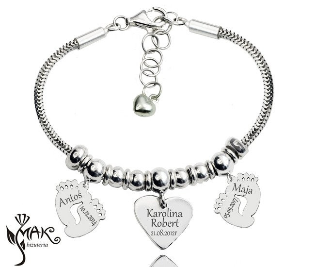 BR855 dla mamy BRANSOLETKA z GRAWERUNKIEM laser