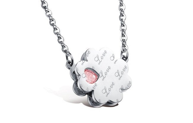 N  599/515 NASZYJNIK STAL SZLACHETNA , celebrytka, koniczynka grawer